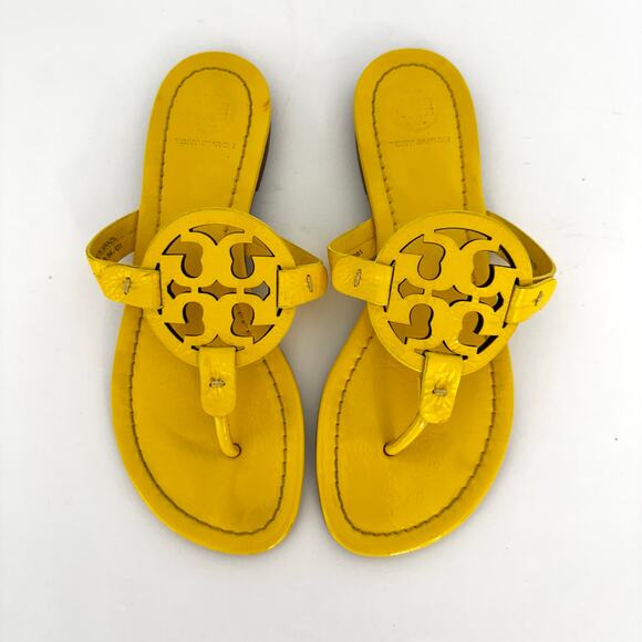 Tory Burch Miller Sandal Slippers Yellow Leather Logo | Size 6M - Picture 2 of 13
